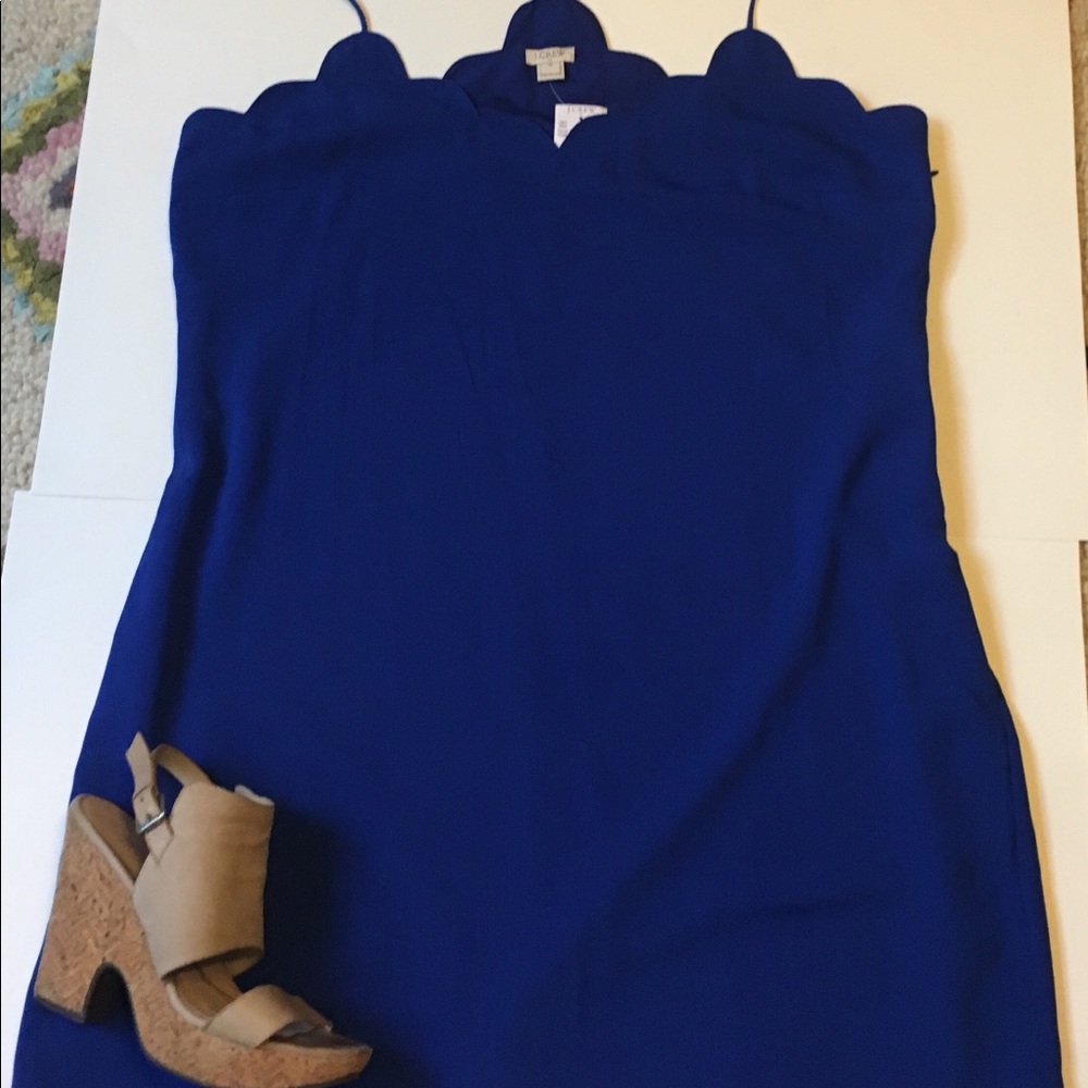 Blue scallop slip dress